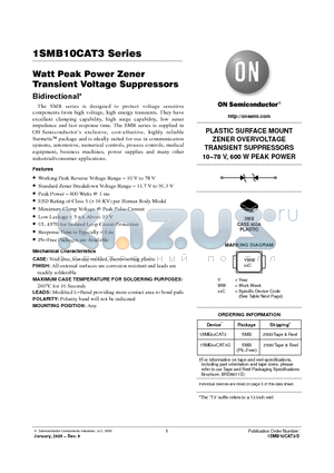 1SMB12CAT3G datasheet - Watt Peak Power Zener Transient Voltage Suppressors