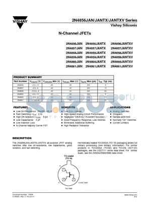 2N4857JAN datasheet - N-Channel JFETs