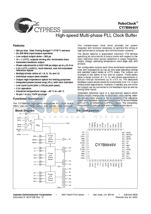 CY7B9945V-2AC datasheet - High-speed Multi-phase PLL Clock Buffer