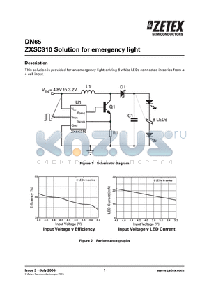 DN65 datasheet - ZXSC310 Solution for emergency light