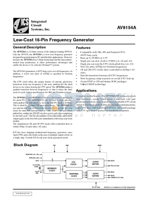 AV9154A datasheet - Low-Cost 16-Pin Frequency Generator