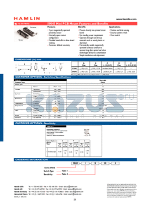 59045-I-T-00-0 datasheet - Mini PCB Mount Features and Benefits