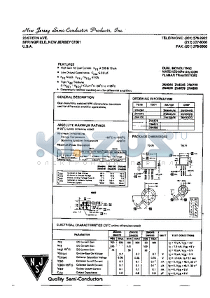2N4880 datasheet - DUAL MONOLITHIC MATCHED NPN SILICON
