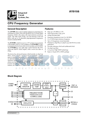 AV9108-10CS14 datasheet - CPU Frequency Generator