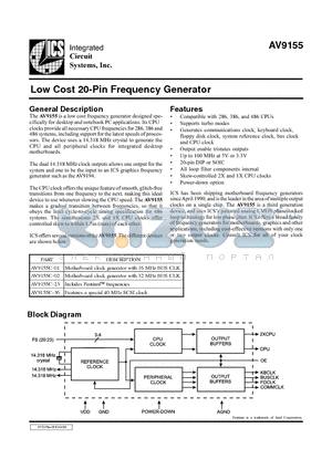 AV9155-01W32L datasheet - Low Cost 20-Pin Frequency Generator