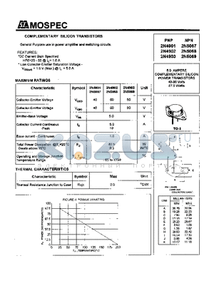 2N4903 datasheet - POWER TRANSISTORS(5.0A,87.5W)