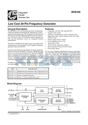 AV9155-02W28L datasheet - Low Cost 20-Pin Frequency Generator