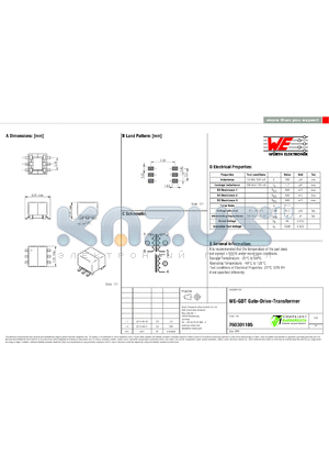 760301105 datasheet - WE-GDT Gate-Drive-Transformer