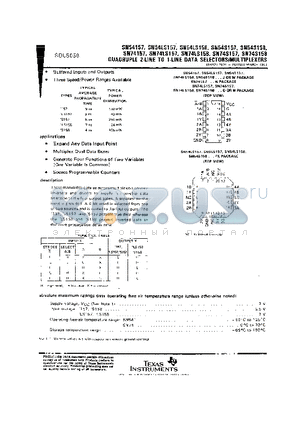 7603301EA datasheet - QUADRUPLE 2-LINE TO 1-LINE DATA SELECTIORS/MULTIPLEXERS