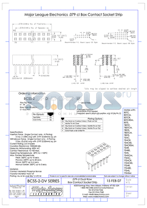 BCSS-214-D-02-T-LF datasheet - .079 cl Dual Row Box Contact Socket Strip