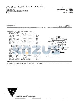 2N4901 datasheet - SI PNP POWER BJT