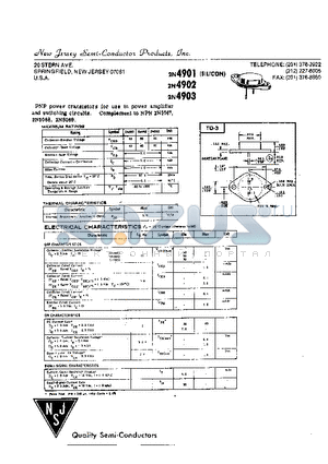 2N4901 datasheet - PNP POWER TRANSISTORS