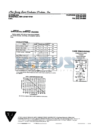 2N4911 datasheet - MEDIUM-POWER NPN SILICON TRANSISTORS