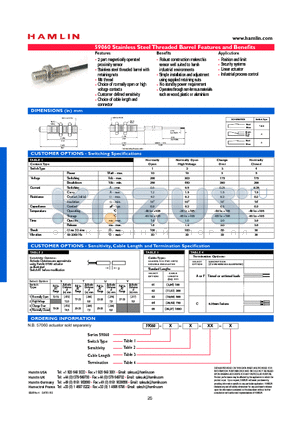59060-2-S-03-C datasheet - Stainless Steel Threaded Barrel Features and Benefits