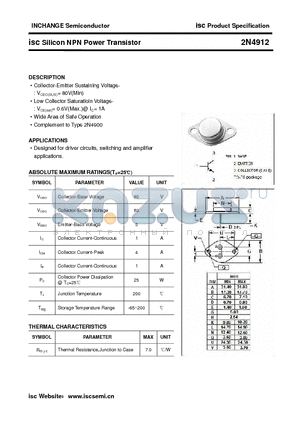 2N4912 datasheet - Silicon NPN Power Transistor