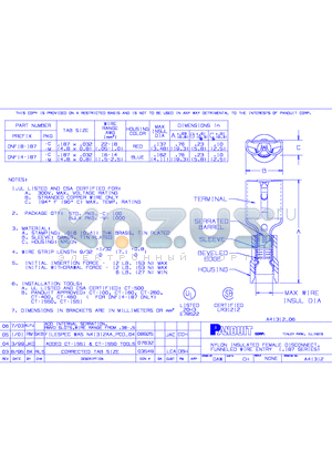 DNF14-187-M datasheet - NYLON INSULATED FEMALE DISCONNECT, FUNNELED WIRE ENTRY (.187 SERIES)