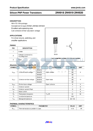 2N4918 datasheet - Silicon PNP Power Transistors