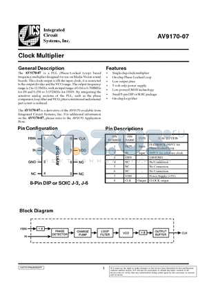 AV9170-07CS08 datasheet - Clock Multiplier