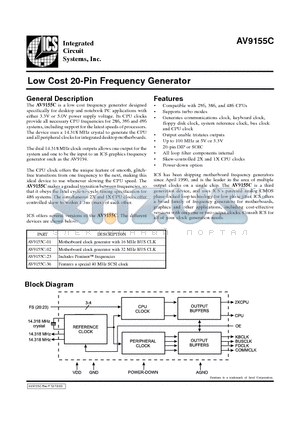 AV9155C datasheet - Low Cost 20-Pin Frequency Generator