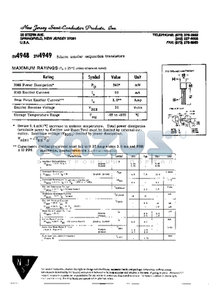 2N4949 datasheet - SILICON ANNULAR UNIJUNCTION TRANSISTORS