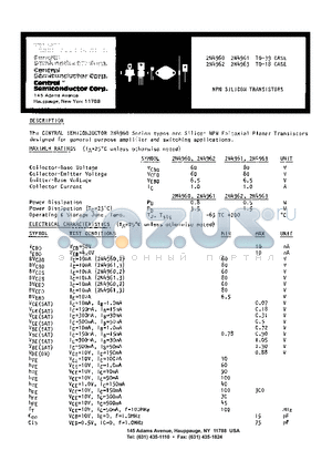 2N4960 datasheet - NPN SILICON TRANSISTORS
