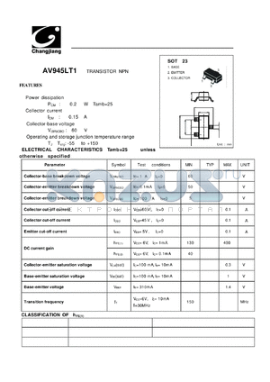 AV945LT1 datasheet - TRANSISTOR NPN 