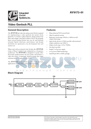 AV9173-01CS08LF datasheet - Video Genlock PLL