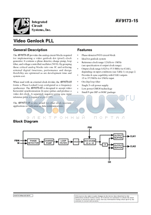 AV9173-15CN08 datasheet - Video Genlock PLL