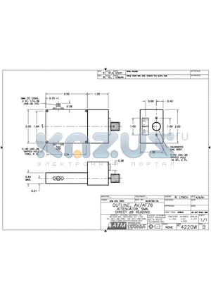 AVAF78X-XX datasheet - OUTLINE, AV/AF78 ATTENUATOR, SMA DIRECT dB READING