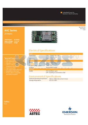 AVC06K04 datasheet - 20w Ultra Low Profile - 6.0mm
