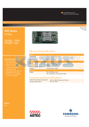 AVC06M05 datasheet - 20w Ultra Low Profile - 6.0mm