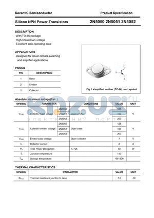 2N5050 datasheet - Silicon NPN Power Transistors