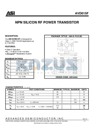 AVD015F datasheet - NPN SILICON RF POWER TRANSISTOR