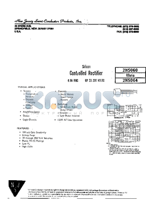 2N5064 datasheet - SILICON CONTROLLED RECTIFIER