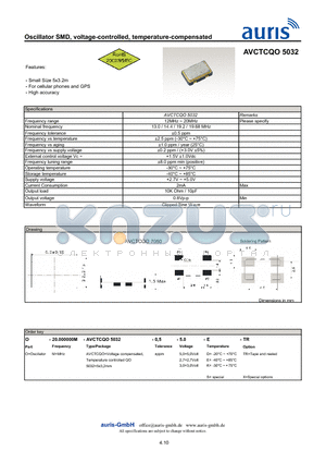 AVCTCQO5032 datasheet - Oscillator SMD, voltage-controlled, temperature-compensated