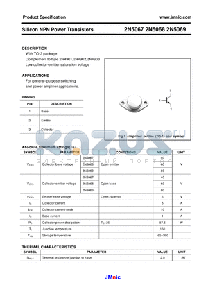 2N5068 datasheet - Silicon NPN Power Transistors