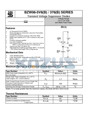 BZW06-299 datasheet - Transient Voltage Suppressor Diodes