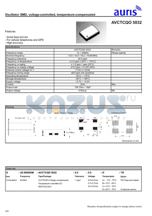 AVCTCQO5032 datasheet - Oscillator SMD, voltage-controlled, temperature-compensated