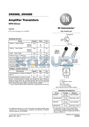 2N5089 datasheet - Amplifier Transistors NPN Silicon