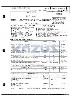 2N5095 datasheet - 0.5AMP HIGH VOLTAGE NPN TRANSISTOR 450 VOLTS