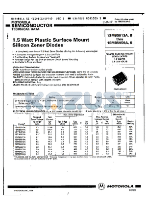 1SMB5914B datasheet - 1.5Watt Plastic Surface Mount Silicon Zener Diodes