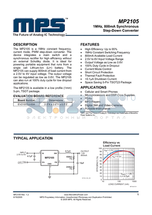 DO1605T-103MX datasheet - 1MHz, 800mA Synchronous Step-Down Converter