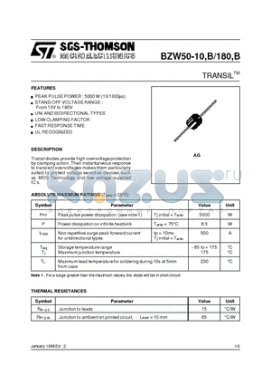 BZW50-15B datasheet - TRANSILTM