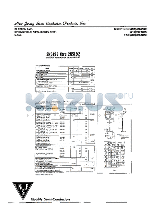 2N5190 datasheet - SILICON NPN POWER TRANSISTORS