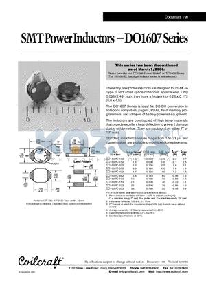 DO1607C-332 datasheet - SMT Power Inductors