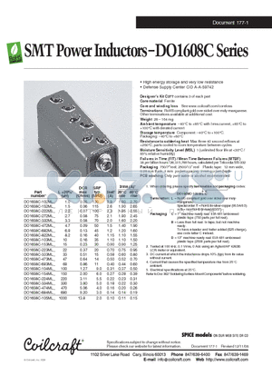 DO1608C-105ML datasheet - SMT Power Inductors