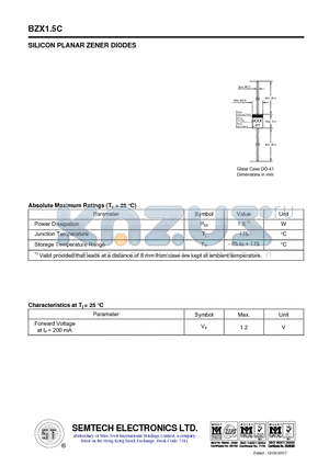 BZX1.5C160 datasheet - SILICON PLANAR ZENER DIODES