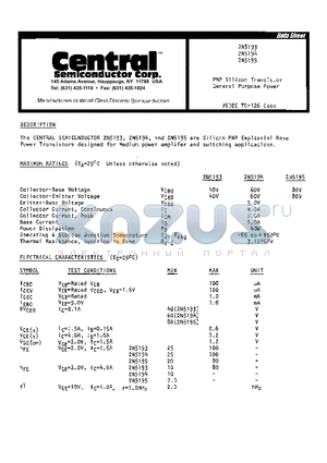 2N5195 datasheet - PNP SILICON TRANSISTOR GENERAL PURPOSE POWER