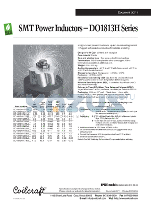 DO1813H-331ML datasheet - SMT Power Inductors