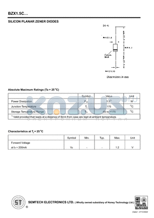 BZX15C27V datasheet - SILICON PLANAR ZENER DIODES